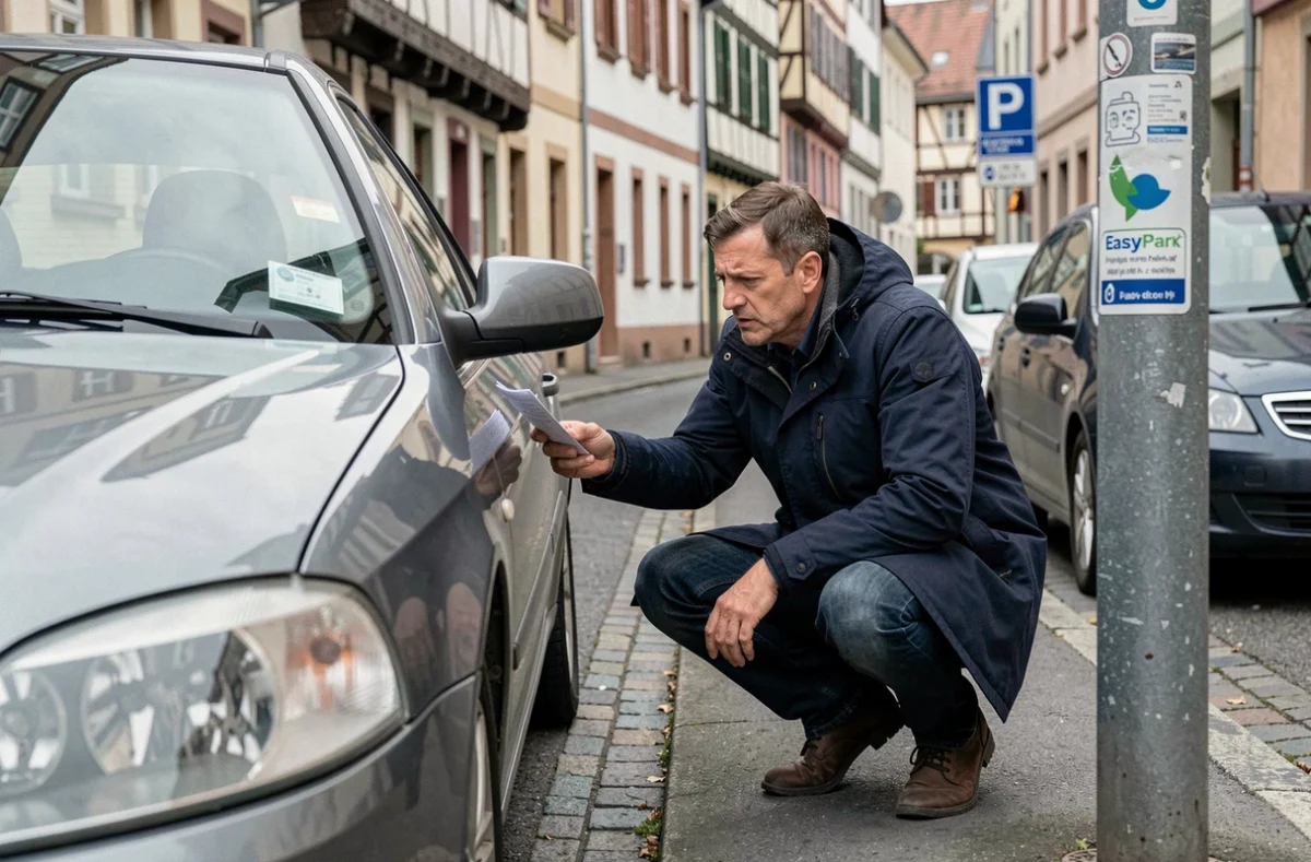 Homme découvrant un PV de stationnement malgré l'utilisation d'EasyPark à Colmar