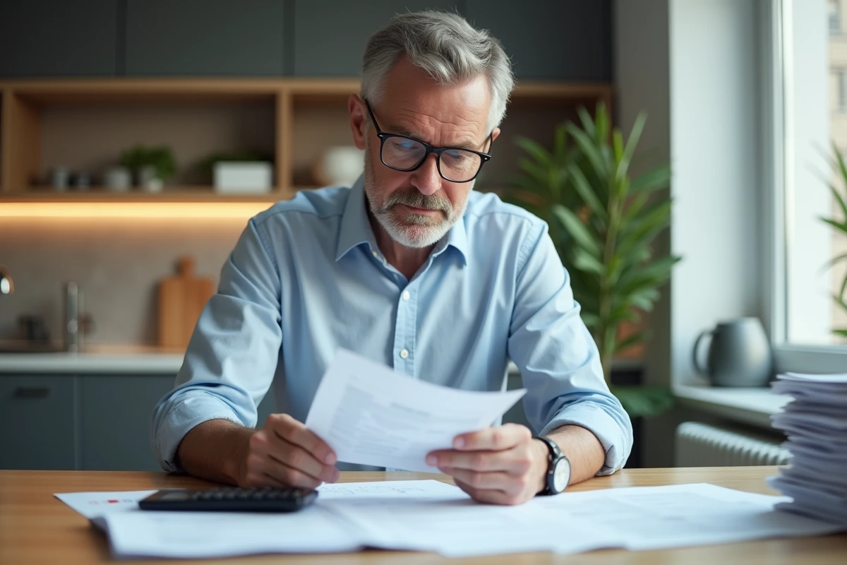 Homme d'âge moyen examinant documents de voiture