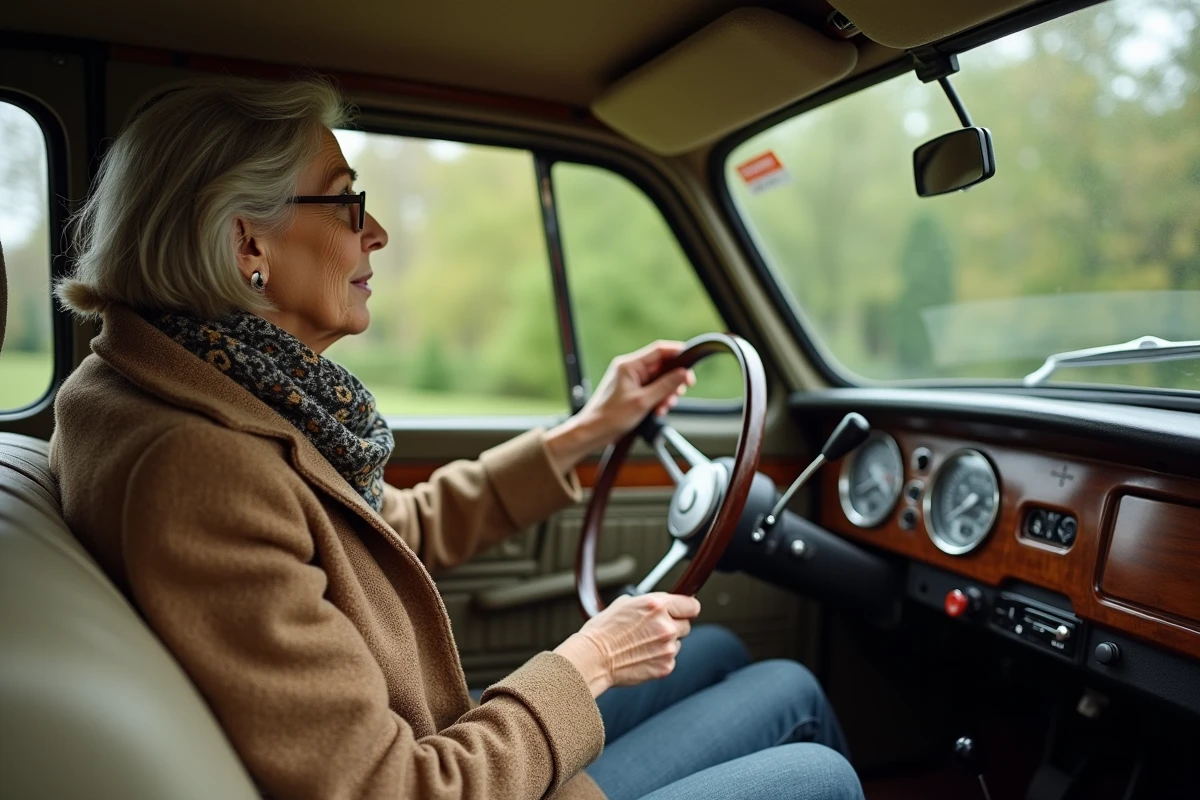 Femme examine le tableau de bord rare d