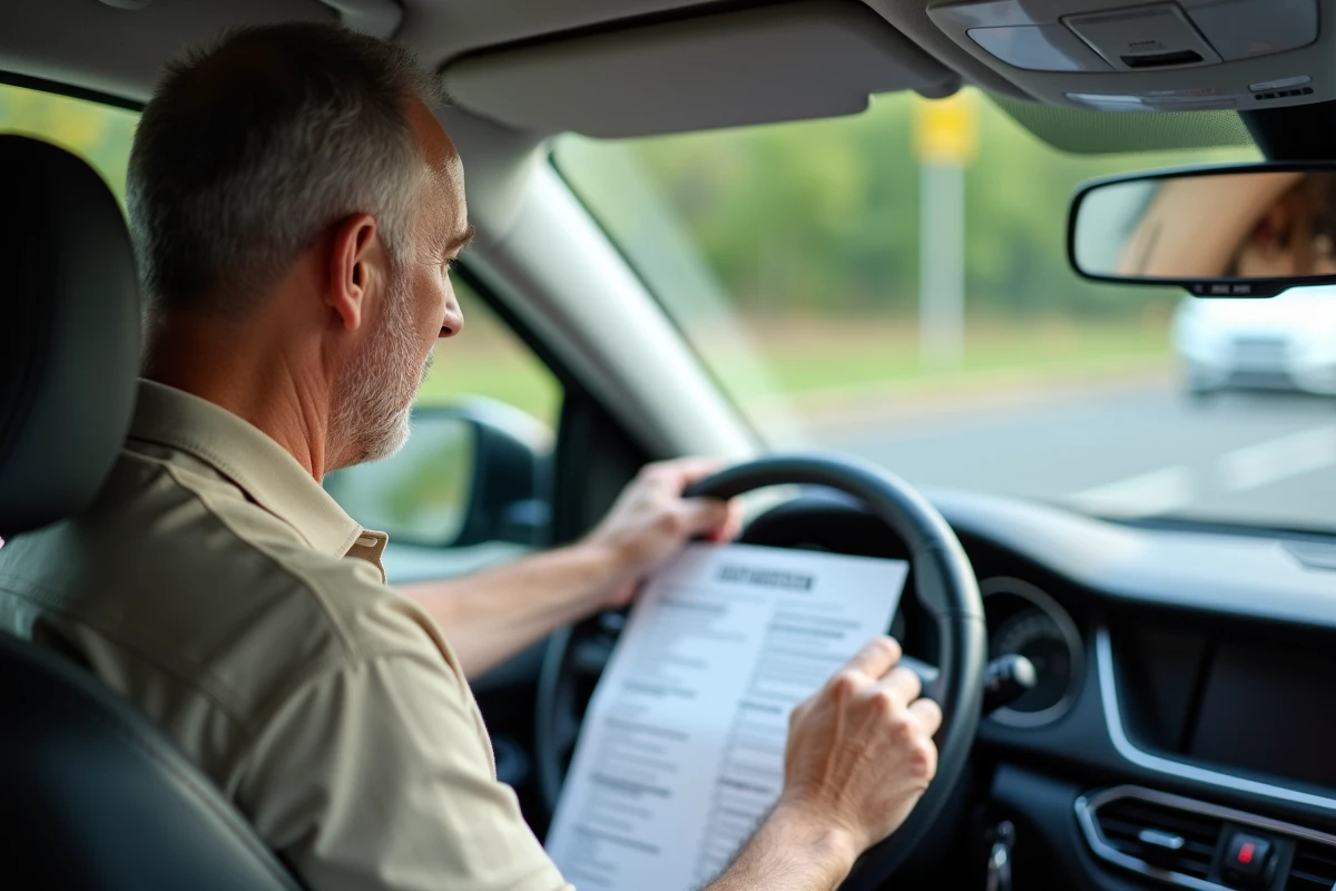 Moniteur d'auto-école expliquant les vérifications techniques à un élève dans une voiture de conduite