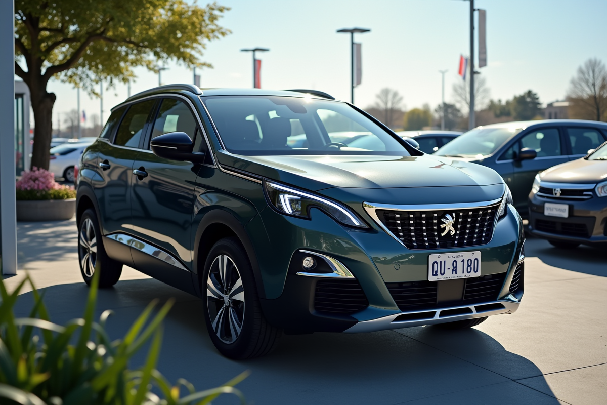 Peugeot 3008 sur un lot de concession avec autres véhicules