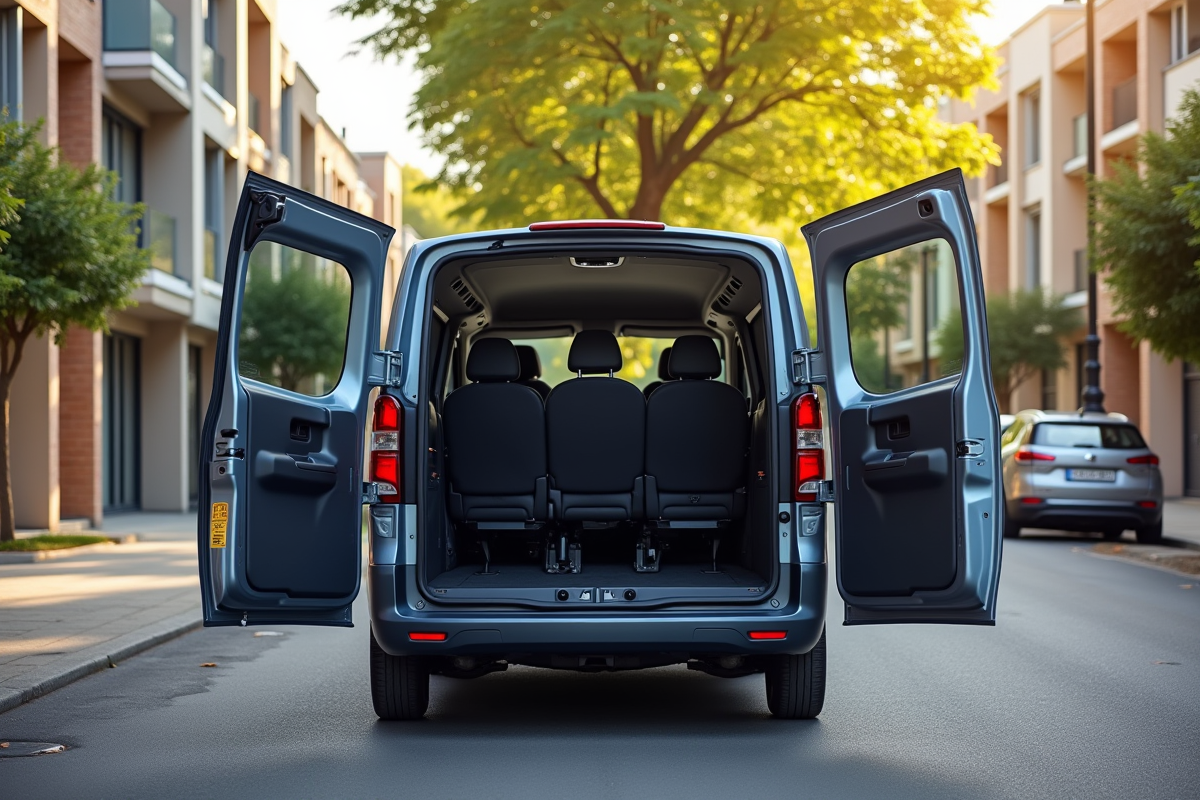 Peugeot Rifter 7 places stationne en ville avec intérieur spacieux