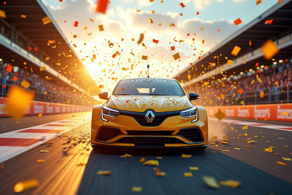 Renault Clio 2 V6 franchissant la ligne d